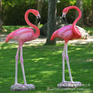 Figura de Flamenco Artificial de Resina, Escultura de Jardín, Decoración para Exteriores, Adorno con Forma de Pájaro, Autoportante, Pintado, de Fibra de Vidrio - Product Image 2
