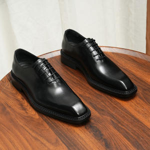 Chaussures Oxford en cuir véritable haut de gamme de style britannique pour hommes, à lacets, bout pointu, fabriquées à la main, imperméables, pour marié - Product Image 1