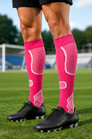 Chaussettes de football mi-hautes respirantes à compression avec ventilation en maille, bord antidérapant, chaussettes de sport multicolores