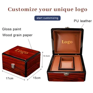 Ящик для хранения из искусственной кожи для мужчин, роскошный индивидуальный логотип, популярный деревянный упаковочный футляр для часов