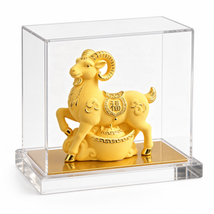 Squisita Statuetta di Ariete Placcata in <span class=keywords><strong>Oro</strong></span> 24K con Finitura Vellutata Sabbiata, Scultura in Metallo Personalizzata, Regalo Aziendale - Product Image 1