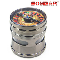 Roulette simple en alliage de zinc en gros, moulin à tabac à quatre couches de 63 mm avec logo personnalisable, accessoires pour fumeurs manuels