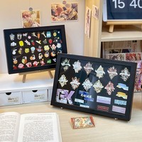 Cadre de rangement transparent anti-poussière pour badges, broches et médailles, présentoir en cuir PU pour collection de bijoux et médailles