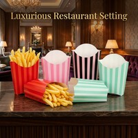 Supports à frites en papier résistant à l'huile, boîtes à emporter robustes pour parcs d'attractions, parcs à thème, stands de restauration, emballages alimentaires élégants
