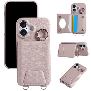 Custodia <span class=keywords><strong>a</strong></span> tracolla in pelle PU con <span class=keywords><strong>specchio</strong></span> e funzione make-up, modello Dokara, per <span class=keywords><strong>iPhone</strong></span> - Product Image 3