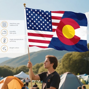 Amerikaanse Colorado Mashup-vlag 3x5 ft gecombineerde staat- en nationale vlag Levendige kleuren voor Onafhankelijkheidsdag en lokale evenementenUSAFlag - Product Image 4