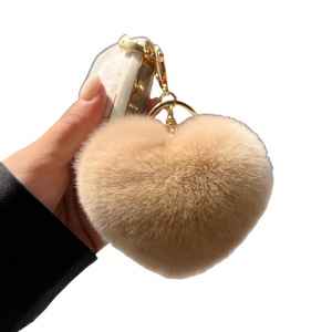 Lindo llavero de pompón de piel auténtica de conejo Rex con forma de cono de helado, suave y de felpa, adorno para colgar en la bolsa, dijes peludos al por mayor - Product Image 5