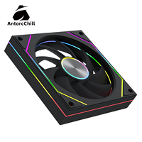 Ventilateur de refroidissement pour boîtier d'ordinateur AntarcChill Black 120 mm à haut débit d'air, 3 broches PWM, faible bruit, roulement hydraulique, LED RGB/ARGB, vente en gros