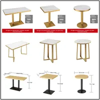 Café commercial Restaurant luxe moderne écologique pierre frittée dessus en marbre acier inoxydable or pieds Table carrée