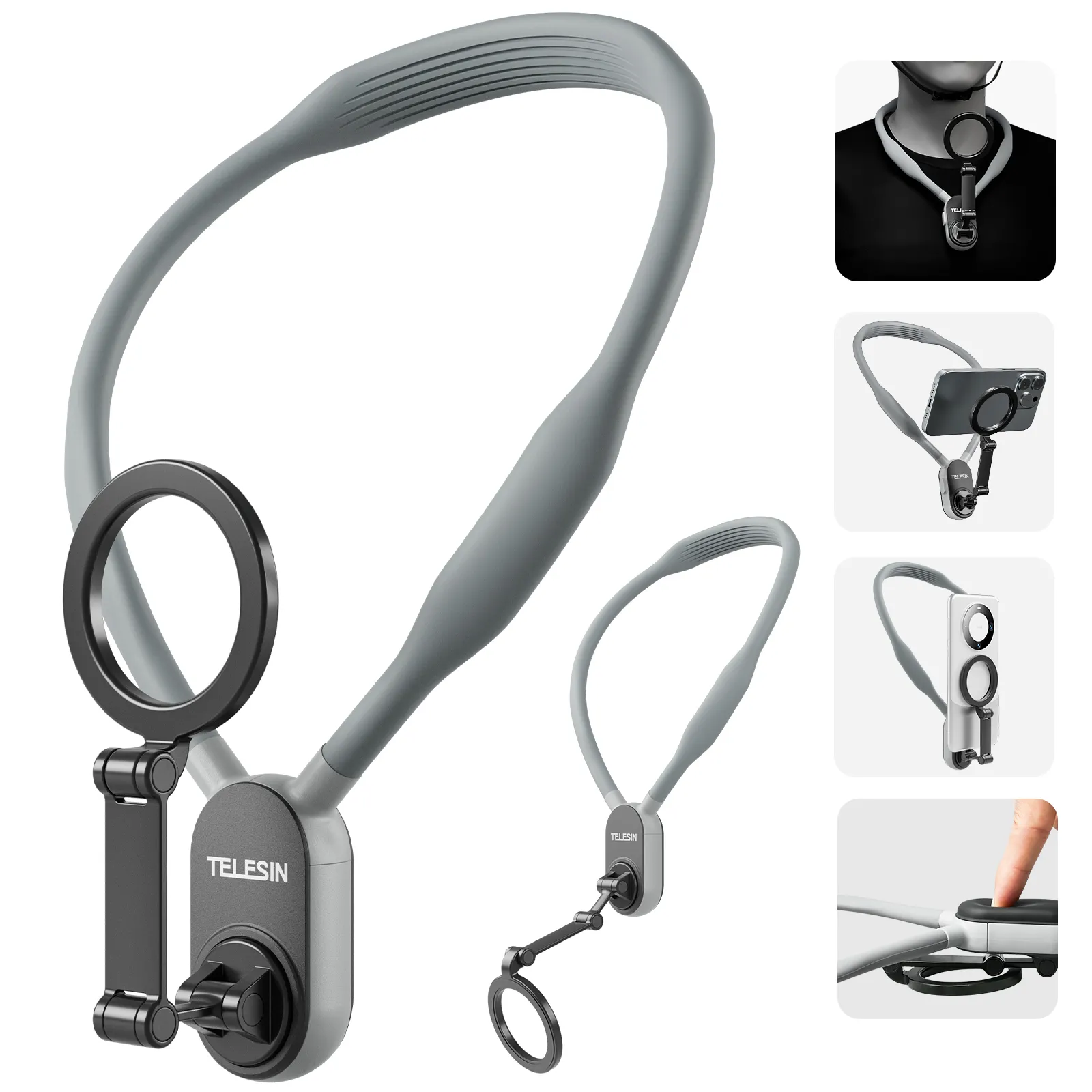 Telesin Source fábrica Venta caliente MNM 001 manos libres lmmersive tiro accesorios para teléfonos móviles soporte de cuello magnético