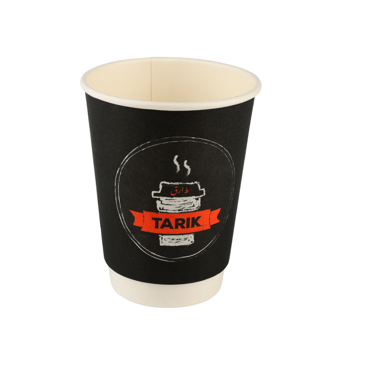 custom logo all black hot coffee  paper cup PS lid,4oz 8oz 12oz disposable double Hot Sale paper cup