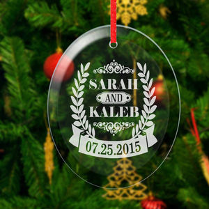 Ornamenti in vetro trasparente di natale forma ovale con nome di incisione personalizzata - Product Image 6