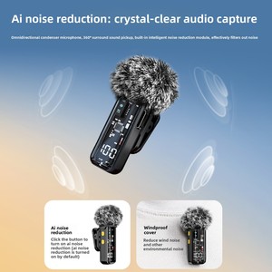 Microphone Lavalier Sans Fil S68 AI (Lot de 2), Micro Cravate Anti-Bruit avec Étui de Recharge pour Diffusion en Direct, Vlog et Enregistrement Vidéo - Product Image 3