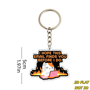 Portachiavi Divertente Gatto in Fiamme - Spero che Questo Email ti Trovi Prima che lo Faccio - Ciondolo in Acrilico con Laptop Rosa - Accessorio Umoristico - Product Image 2