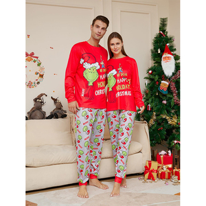 Nuevos pijamas de tela de seda de leche con estampado navideño para mamá y para <span class=keywords><strong>mi</strong></span> familia, pijamas a juego. - Product Image 5