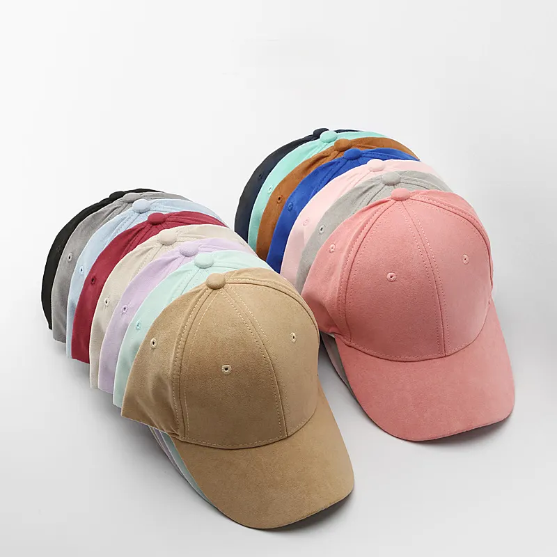 Gorros china fabricante logotipo personalizado simples cor sólida dos homens boné de beisebol da moda mulheres camurça vazio chapéus esporte