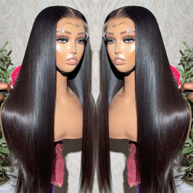 250 Density HD 13X6 Transparent Bone Straight Human Hair Lace Frontal Wig 30 40 Inch 13X4 Straight Lace Front Human Hair Wigs