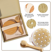 Ensemble Brosses Corporelles en Bois Exfoliantes à Poils Naturels Peau Douce avec Logo Personnalisé, Incluant 1 Brosse Sèche Visage et 1 Brosse Corporelle