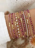 Bracelets personnalisés superposés style bohème en pierres naturelles et perles d'eau douce, bijoux en acier inoxydable avec tourmaline et pierres précieuses multicolores