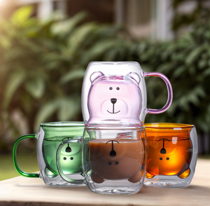 <span class=keywords><strong>Taza</strong></span> <span class=keywords><strong>de</strong></span> café <span class=keywords><strong>de</strong></span> <span class=keywords><strong>vidrio</strong></span> <span class=keywords><strong>de</strong></span> <span class=keywords><strong>doble</strong></span> <span class=keywords><strong>pared</strong></span> con forma <span class=keywords><strong>de</strong></span> oso <span class=keywords><strong>de</strong></span> borosilicato <span class=keywords><strong>de</strong></span> diferentes colores <span class=keywords><strong>de</strong></span> 250ml con asa - Product Image 3