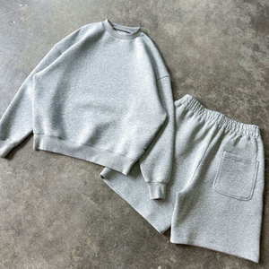 Shorts de survêtement gris pour <span class=keywords><strong>homme</strong></span>, 100 % coton épais, respirants et amples - Product Image 2