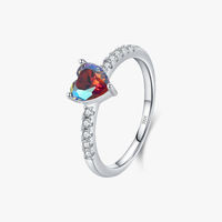 SPJ 925 plata esterlina moda corazones coloridos anillo para mujer Multicolor Zirconia anillos de dedo elegante joyería fina regalo
