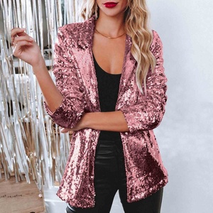 Drop Ship Blazer da donna con paillettes Shinny <span class=keywords><strong>giacca</strong></span> da donna elegante Cardigan top Glitter a maniche lunghe <span class=keywords><strong>giacca</strong></span> da discoteca - Product Image 5