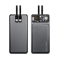 Batterie externe 10000mAh avec câbles USB Type-C 2 Charge rapide Batteries externes portables avec lumière de remplissage Chargeur portable
