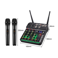 Microphone sans fil UHF double dynamique portable avec kit de mixage audio 4 canaux, mini studio de karaoké de bureau en métal
