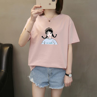 T-shirts personnalisés pour femmes en pur coton à manches courtes, nouvelle collection été, imprimé surdimensionné, polyvalents, décontractés, à demi-manches, tendance