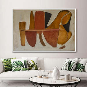 Abstract Oil Painting On Canvas Hand Painted Artwork With Earth Tones And Geometric Shapes Framed Indoor Decor - Product Image 2