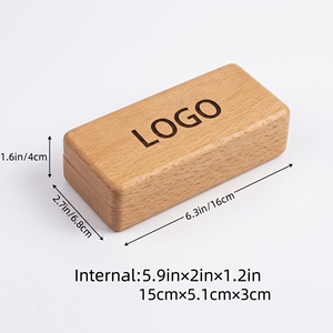 AI Wooden <b>Glasses</b> <b>Case</b> Beech Wood <b>Glasses</b> <b>Case</b> Classic Polished Solid Wood Eyeglass Box Business <b>Glasses</b> Packaging Gift Box - Product Image 3
