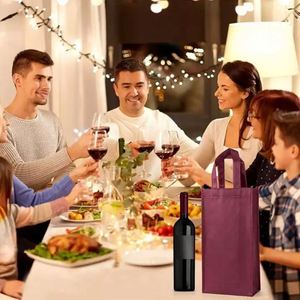 Sac de courses portable en non-tissé laminé, compartimenté pour 6 bouteilles de vin, idéal pour les cadeaux de Noël et les courses – Nouveauté ! - Product Image 5