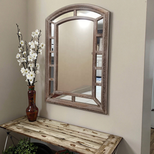 Bán Buôn Hiện Đại Trang Trại Cổ Điển Phòng Khách Tường Trang Trí Nội Thất Gỗ Mộc Mạc Khung Vòm Cửa Sổ Treo Gương Miroir Spiegel - Product Image 1