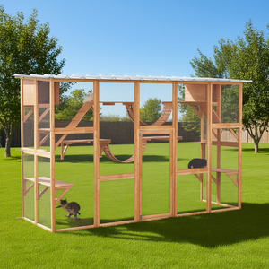 Maison pour chat d'extérieur avec toit résistant aux intempéries, plateformes, rampes, échelles et griffoirs pour usage extérieur - Product Image 2