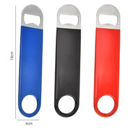 Ouvre-bouteille en acier inoxydable avec revêtement PVC plat, personnalisable avec logo, pour bière et boissons, ouvre-couvercle de bouteille