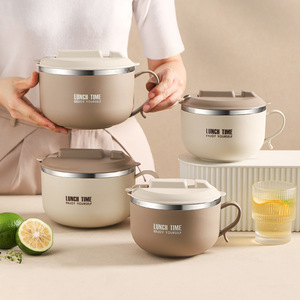 Instant Noodle Bowl 304 Stainless Steel Insulated Lunch <b>Box</b> With Lid For Home Office Use - Product Image 3