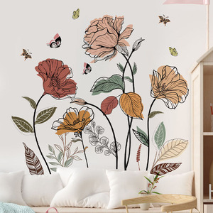 <span class=keywords><strong>Adesivi</strong></span> Murali Floreali Boho, Decorazioni Adesive con <span class=keywords><strong>Fiori</strong></span> Selvatici e Erba <span class=keywords><strong>per</strong></span> Soggiorno, Camera da Letto, Parete TV - Product Image 5