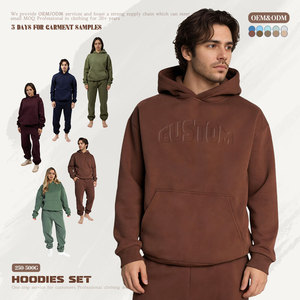 Conjunto de Sudadera con Capucha y Pantalones Deportivos para Hombre, Otoño-Invierno, con Logotipo Personalizado ORM, Tallas Grandes, Unisex, de Algodón - Product Image 1