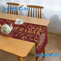 Nappe de table en lin islamique avec Ramadan Kareem Moon Mosquées Design Chemin de table Eid Mubarak pour la décoration de la maison musulmane