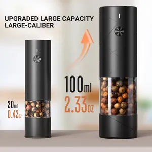 USB recarregável de um botão automática Spice Pepper Mill Sal elétrica e pimenta Grinder Set