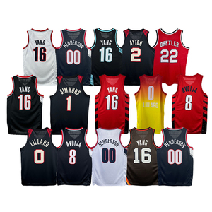 Portland Trail Blazers YANG SIMMINS Maillot de <span class=keywords><strong>basket</strong></span>-ball imprimé par transfert thermique 100 % polyester à séchage rapide pour <span class=keywords><strong>homme</strong></span>, grande taille - Product Image 1