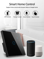 Prise murale intelligente WiFi 2 en 1 13A avec 2 prises USB-A, compatible Alexa, contrôle par application EweLink, panneau en verre trempé et plastique