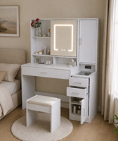 Table de maquillage moderne de luxe avec miroir et tiroirs, coiffeuse personnalisée pour chambre à coucher, fourniture d'usine OEM