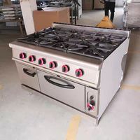 Cuisinière à gaz commerciale debout 6 brûleurs avec four et gril Plaque chauffante cuisinière à gaz industrielle cuisinière 4 brûleurs avec four électrique
