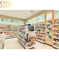 ONI Shopfitting's Étagère de pharmacie éclairée par LED Étagère murale décorative élégante pour pharmacie en verre