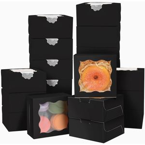 Cajas de embalaje de pasteles de panadería negras personalizadas Cajas de papel rígido con materiales reciclados para distribución de alimentos - Product Image 6