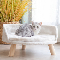 Chat à la mode maison chaude quatre saisons en peluche lit de chat rond lit universel en bois confortable lit d'arbre à chat