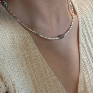<span class=keywords><strong>FY</strong></span>- 32 tl45 S925 in argento Sterling versione coreana Design nicchia collana di perline turchese stile Vintage personalità alla moda - Product Image 2