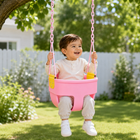Siège de balançoire pour bébé en plastique rose avec design de seau intégral pour enfant de 3 ans, chaise suspendue pour jardin et aire de jeux extérieure